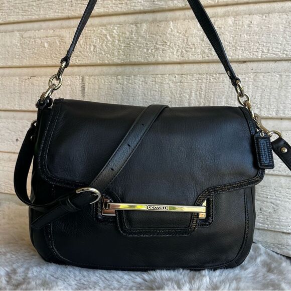 COACH Black Leather Taylor Satchel Madison Ashley Crossbody 27481 - Picture 1 of 12
